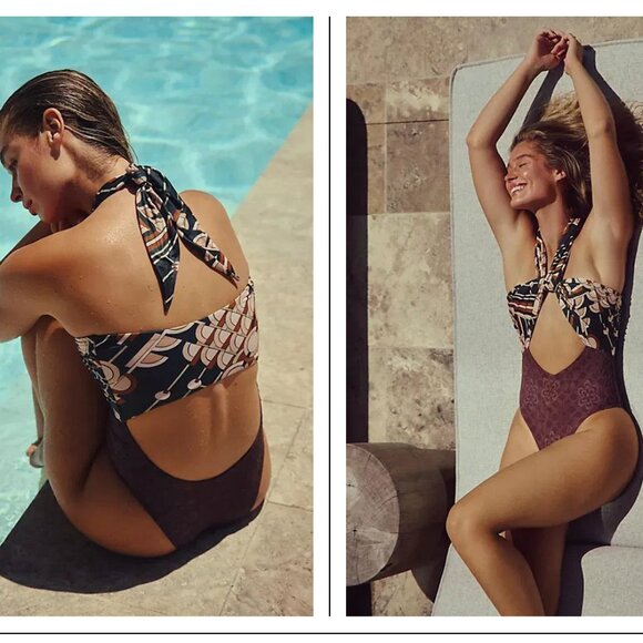 Free People NWT Free-est Miley One-piece Swimsuit jacquard print sizes multiple - Picture 1 of 6